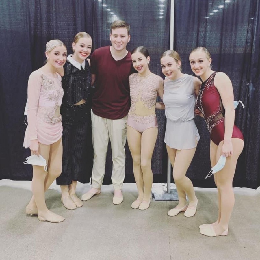 Platinum dancers (from left to right) Kylie Crome, Emma Richards, Louie Conn, Maci Quam, Reagan Glaus and Josie Kaffenberger compete at the 2021 ISDTA state solo competition hosted at HyVee Hall on Nov. 19.