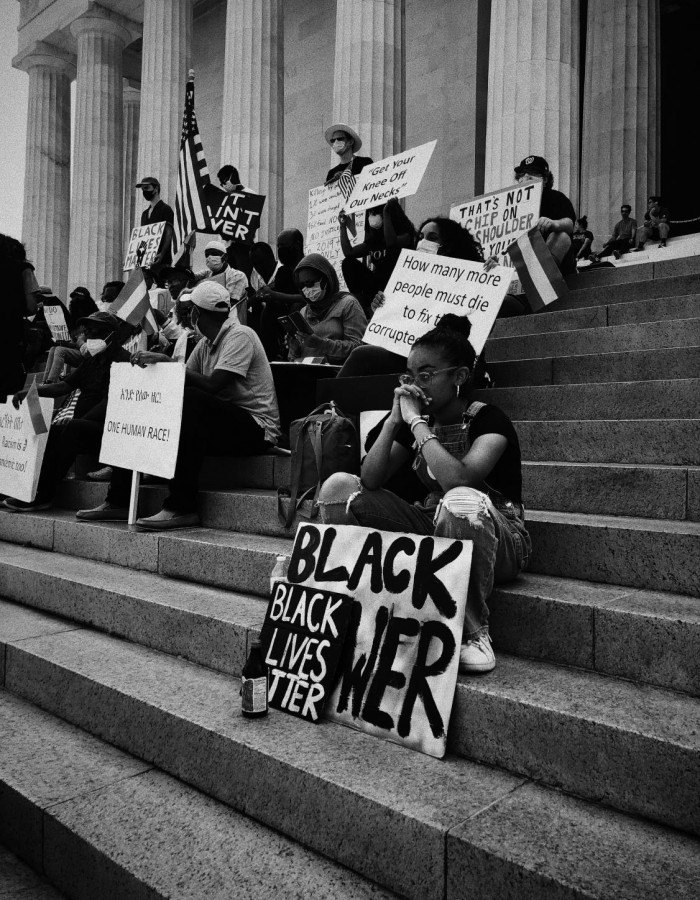 Black+Lives+Matter+activists+sit+at+the+capital+stairs+fighting+their+peaceful+fight.+