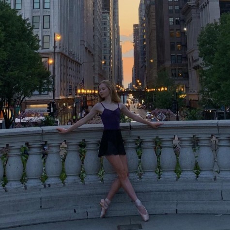 Sarah McVey poses in Millenium Park on a night off during the Joffrey Summer Intensive.