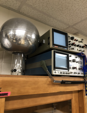 AP Physics teacher Ian Spangenberg’s room is filled with scientific equipment and tools. 