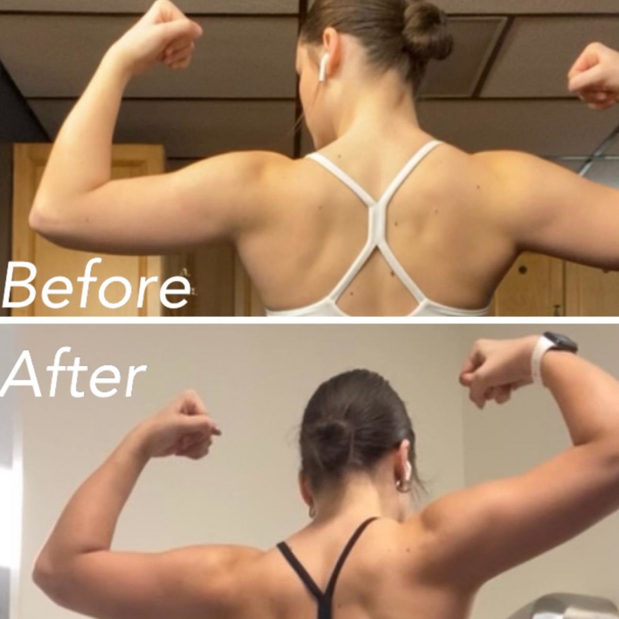 Senior Rachel Karzin shows her increase in muscle definition as a result of her hard work at the gym. 