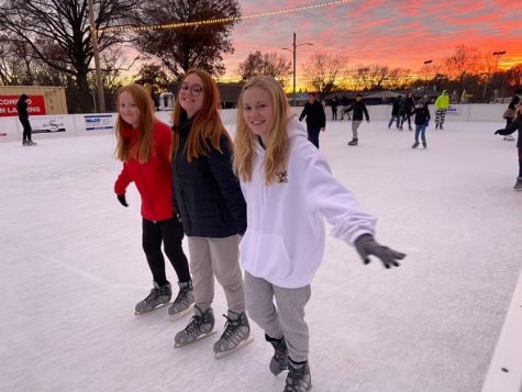 Sophomore Myra Webb and her friends have fun at the Frozen Landing Ice Skating Park. 