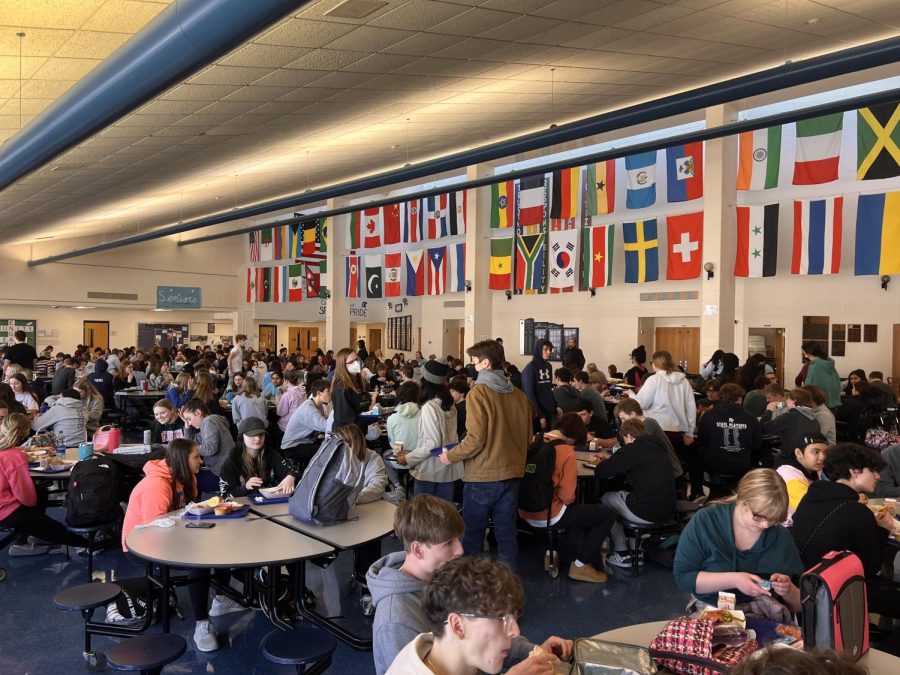 Overcrowding has been an issue in the cafeteria at Pleasant Valley High School. 
