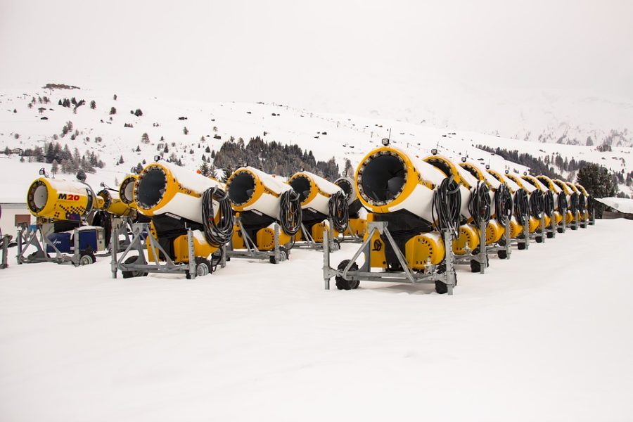 Snow machines similar to the fleet used to create 100% of the snow in the Beijing Olympics.