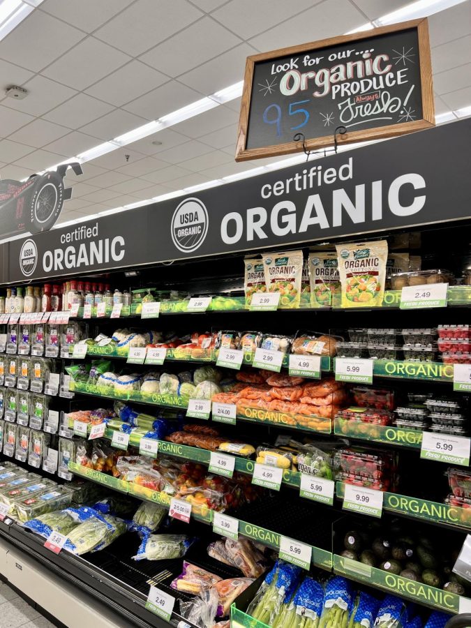 Many local stores now have designated sections for organic products.