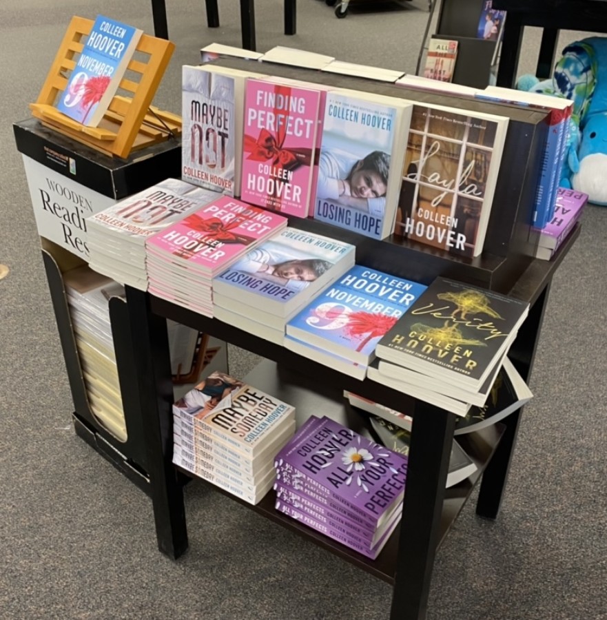 The reemergence of reading is apparent in bookstores as entire tables have become dedicated to #Booktok and in this photo specifically, Colleen Hoover.