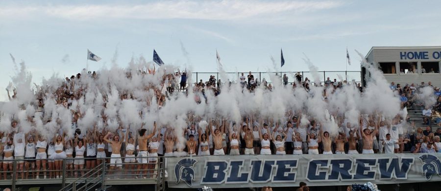 Pleasant Valley student section celebrates the start of the football season during week one against Prairie 