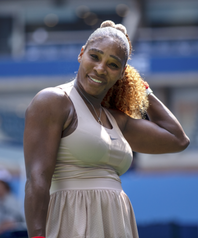 Serena Williams competing in the 2020 US Open. Naomi Osaka finished first in the Open that year. 