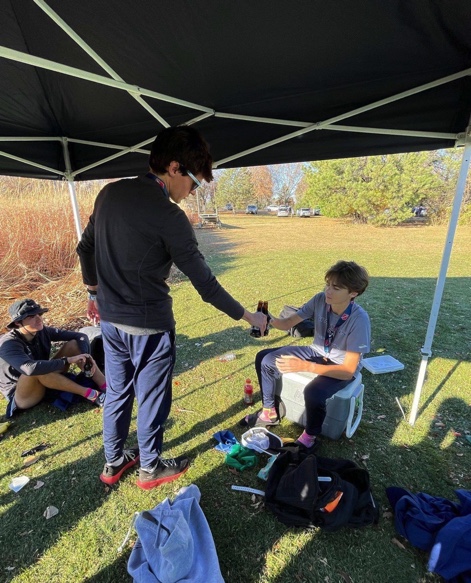 Seniors Jacob Mumey and Luke Knepp share their all state placement at the 2022 state cross country meet. 
