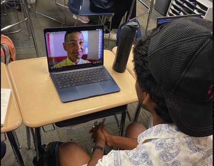 Senior Kushi Maridu watches Breaking Bad while he has free time in class.
