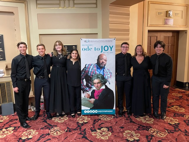 PV singers participated in this legendary concert. Pictured here (left to right) is Bryce Vining, Owen McCredie, Ava Burmahl, Elizabeth Hernandez, Braeden Jackson, Meg Byrne, and Tommy Glennon. Other PV participants include Jamie Homb and Cathrine Lyon.