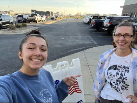 Senior Leila Assadi and her mother after voting in the 2022 election. Assadi was a first time voter.
