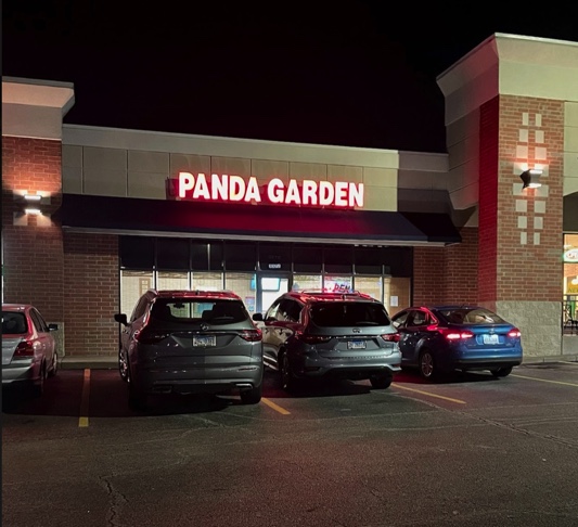 The Panda Garden’s front of the restaurant which is located on Middle Rd in Bettendorf Iowa. 
