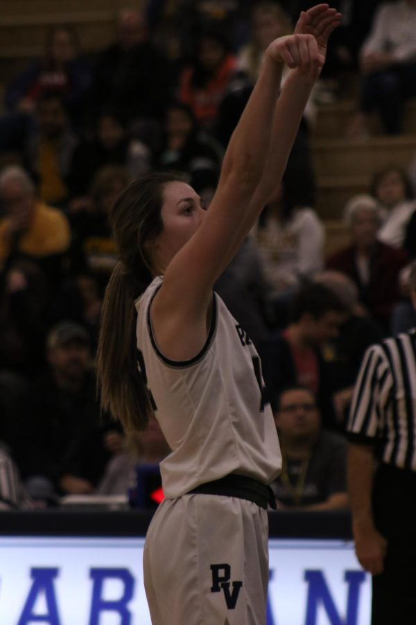 Senior Halle Vice takes a shot during the PV Bettendorf game Friday, 12/9.
