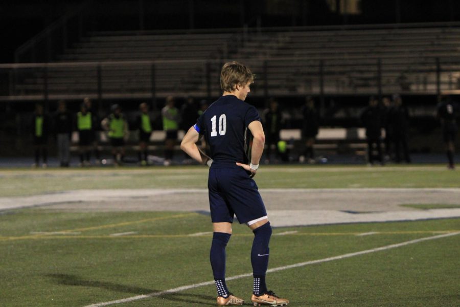 PV senior Jeffery Rinker (10) contemplates after the overtime loss, April 17, 2023.