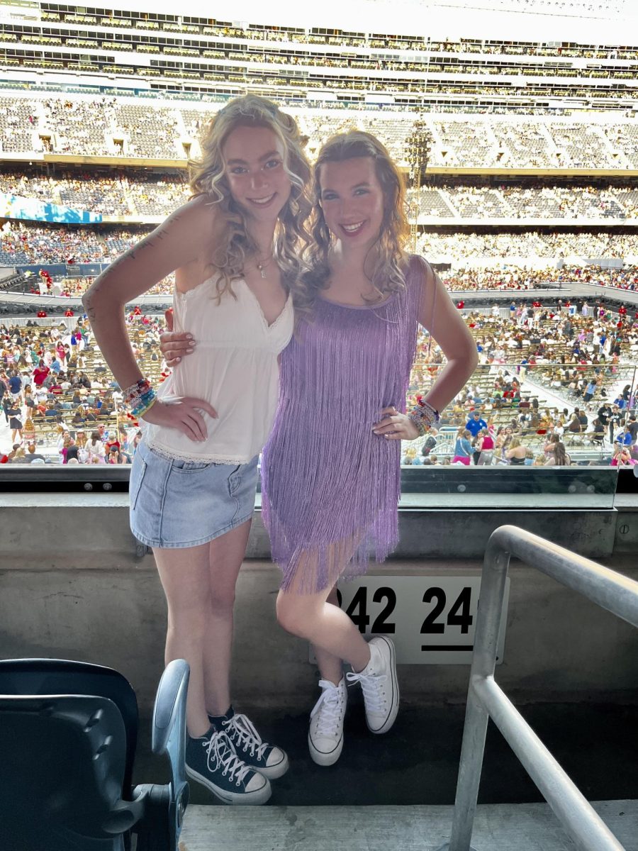 Seniors Celia Brown and Jae Jepsen watching Taylor Swift’s Eras Tour at Chicago Bears’ Soldiers Field. 