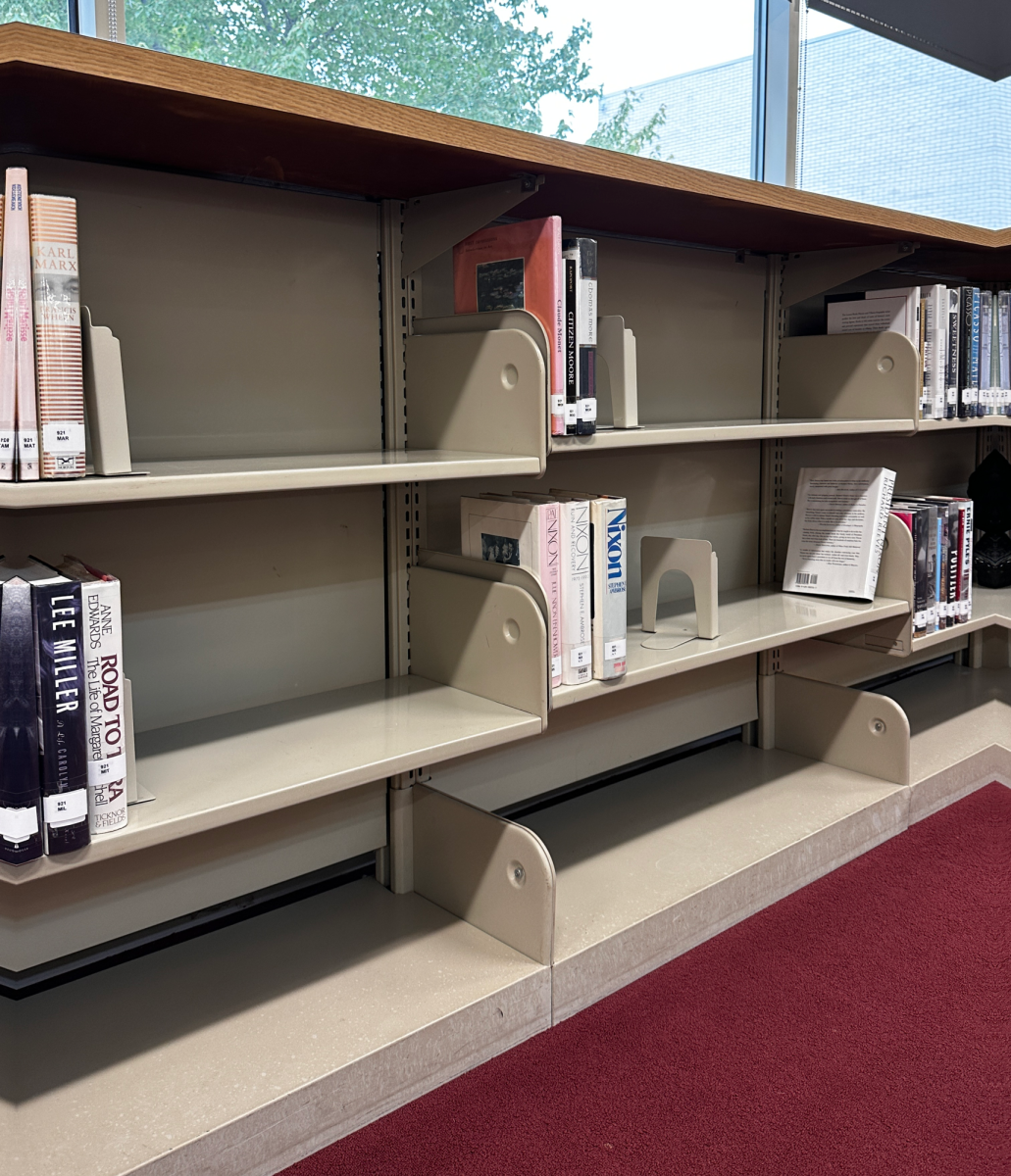 Library+shelves+are+looking+rather+empty+across+the+state+as+books+are+removed+after+being+deemed+inappropriate+by+the+new+law
