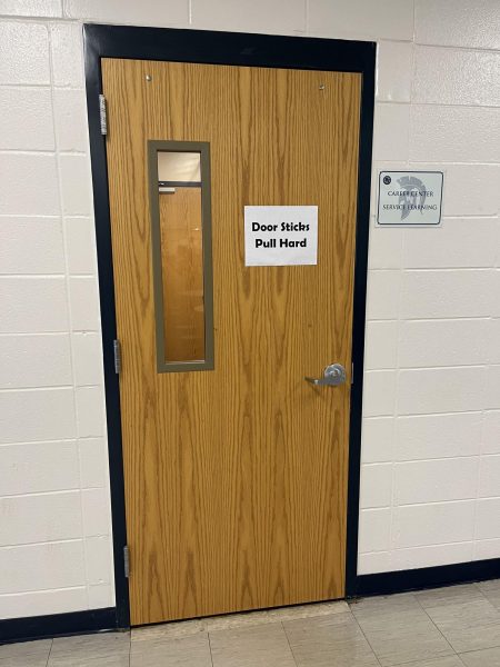 The door leading to Mrs. Johnson’s office. She meets with dozens of students every day to connect them with careers, the military, and job shadows.
