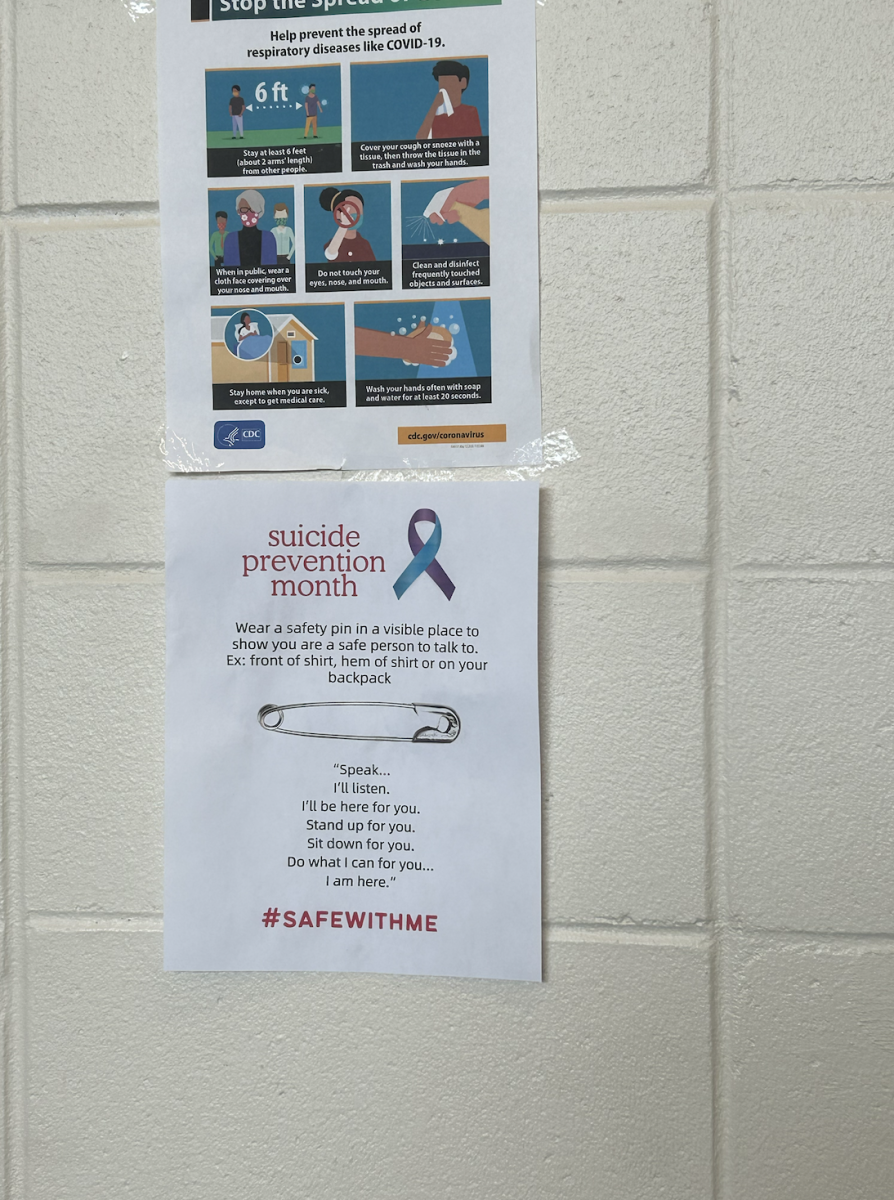 One of the various suicide awareness fliers scattered around the school.