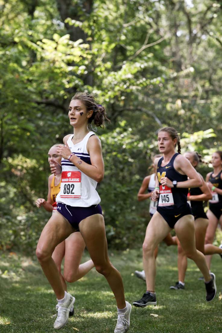 PV alum Lydia Sommer runs in a cross country meet at Northwestern University.
