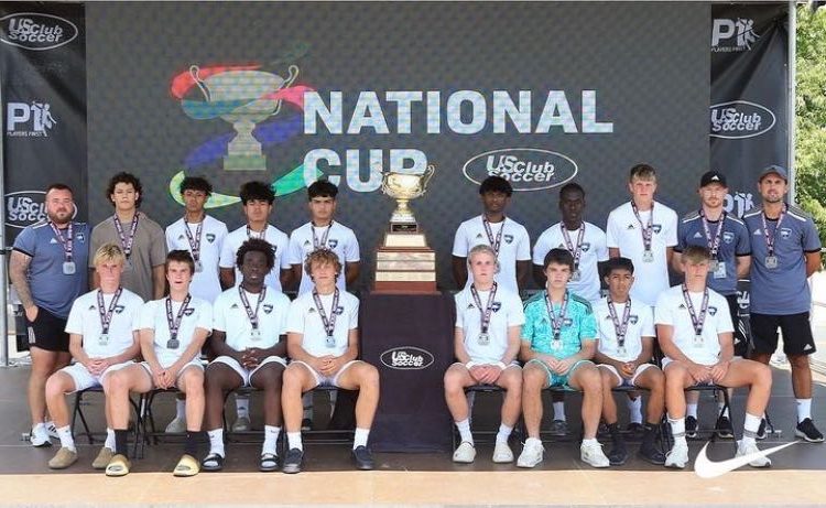 Des Moines based Sporting Iowa soccer team, featuring PV player Darius Hulbert, poses after a tournament in Colorado.
