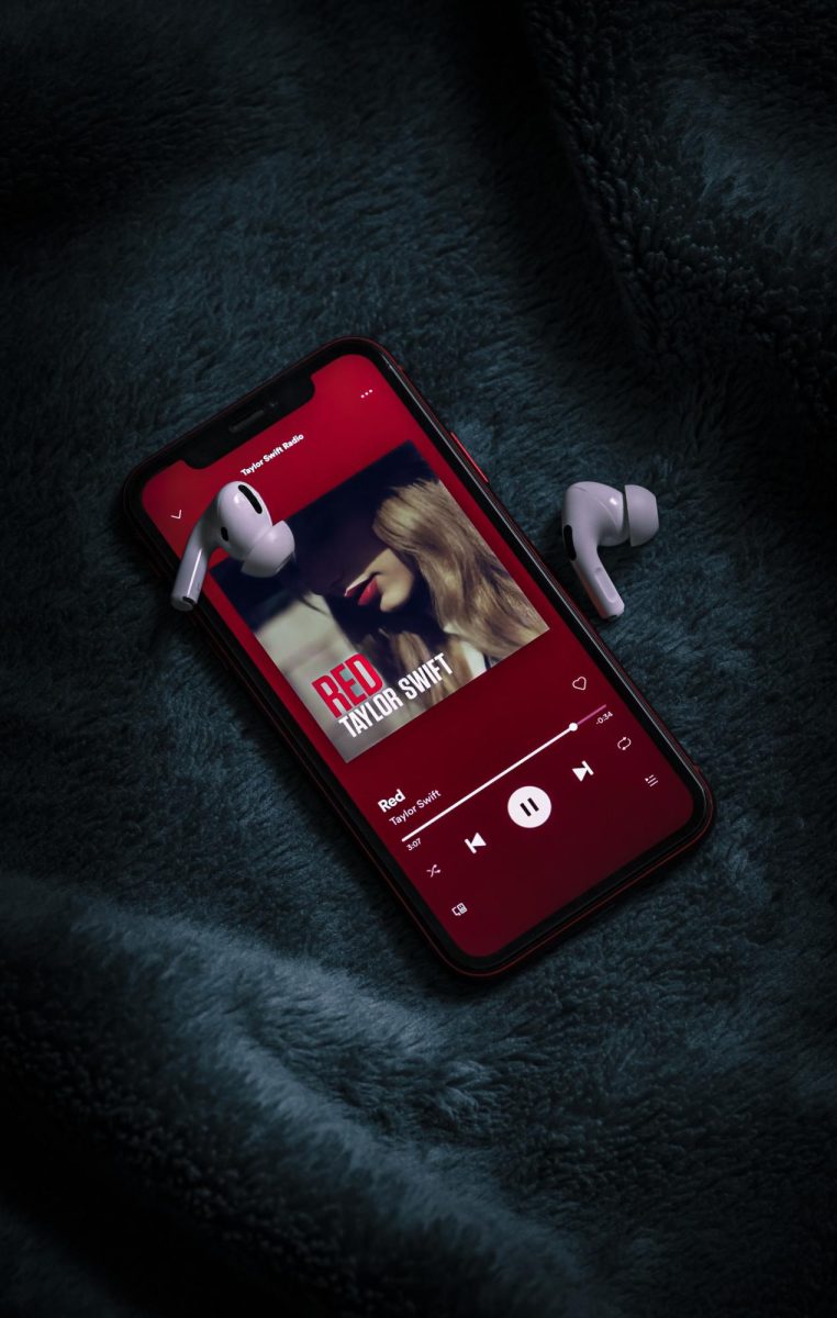Taylor Swifts Red album is showcased on a phone. Swift released a Taylor’s Version of her Red Album and other “stolen” albums featured in her top 5 re-releases.
