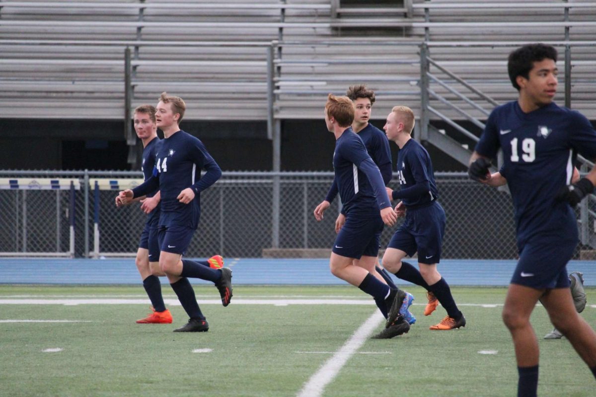Pleasant Valley’s JV soccer team plays a game against Davenport Central in April of 2023.
