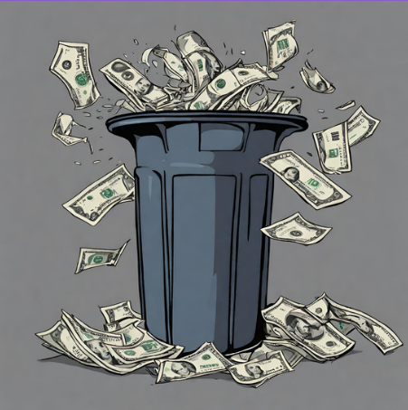 Some US citizens view government spending as throwing money in the trash, as the US deficit spending increased over $320 billion from 2022 to 2023.