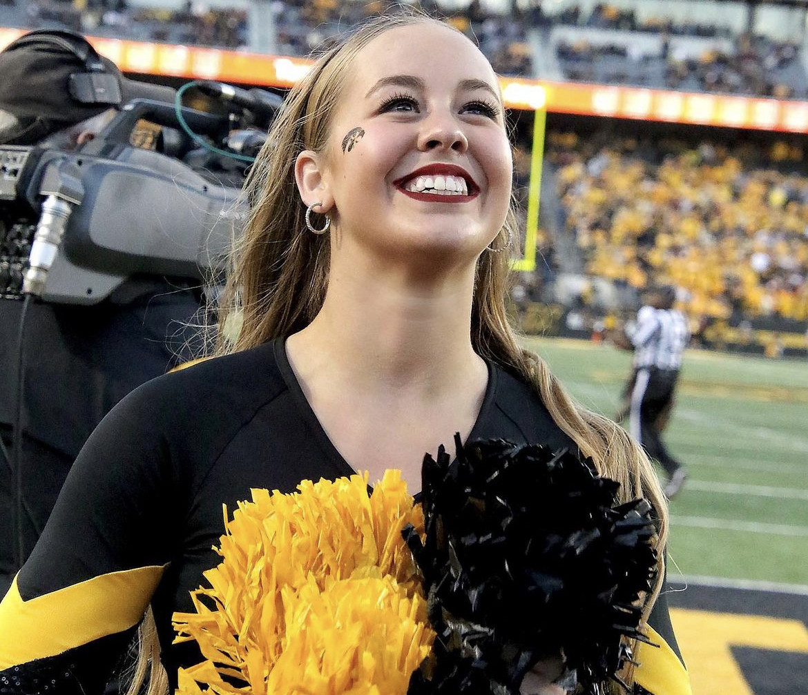 Emma Richards dances for the Hawkeyes at Kinnick Stadium in Iowa City. Photo credit to Emma Richards. 