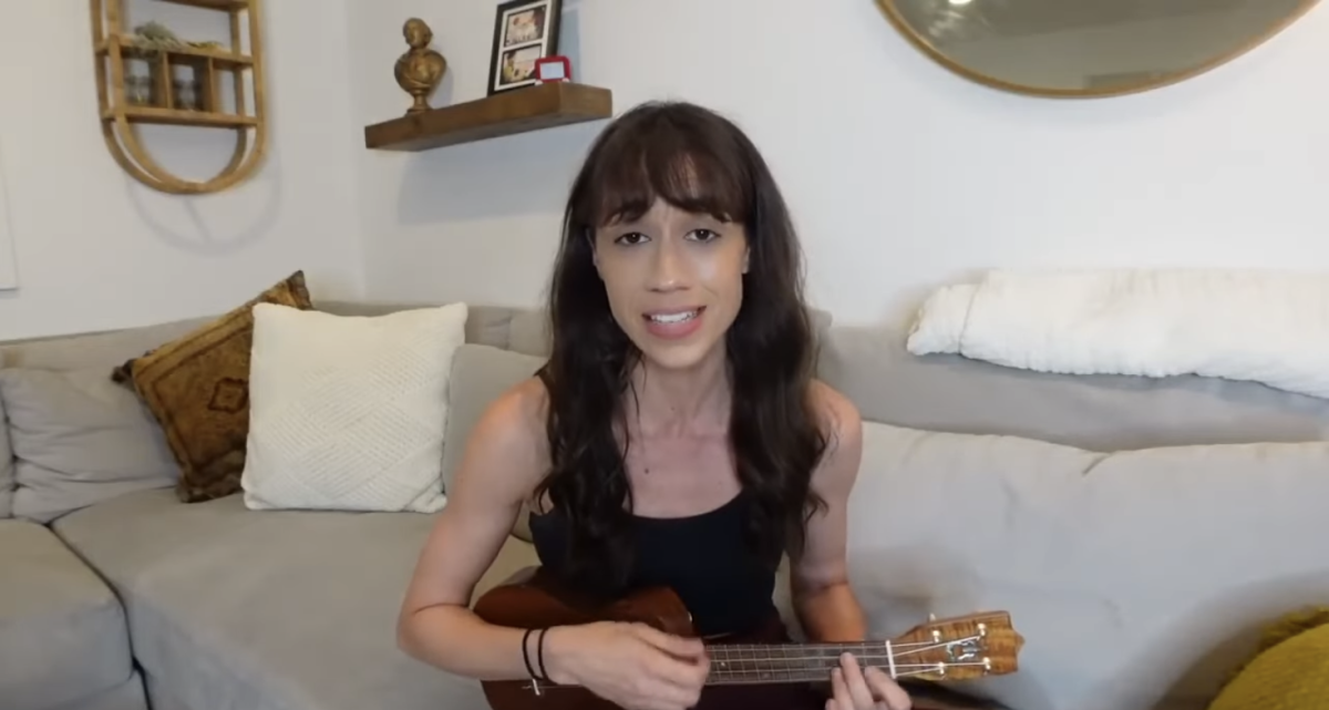 Colleen Ballinger playing the ukulele in her apology video. Photo credit to Colleen Ballinger.
