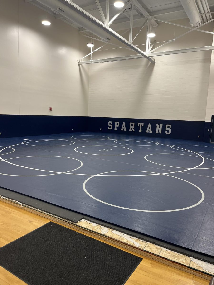 The Pleasant Valley High School wrestling room, where the team practices after school every day.
