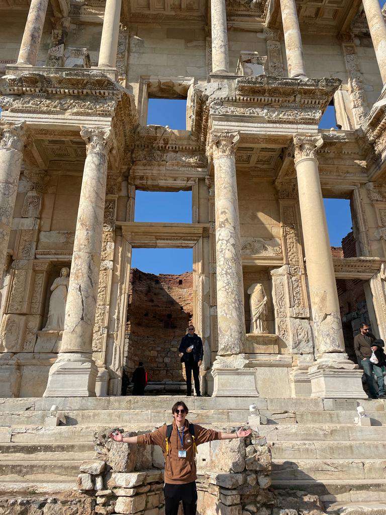 Senior EJ Novak poses in front of a Roman temple at Ephesus during his year studying abroad in Turkey.
Photo credit to EJ Novak