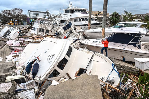  Local boat marina in Cape Coral, Fla. undergoes extreme destruction from Hurricane Ian. The boat marina took several months and great amounts of money to rebuild. Photo credit to Mindy Gamm. 