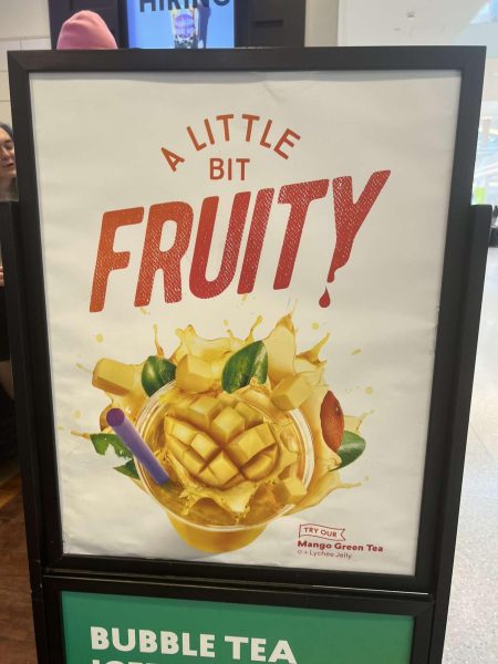 By using pictures of fruits or vegetables in their advertising, fast food restaurants will often put out enticing signs like this to make them appear to be a healthier option than their competitors. Photo credit to: Alaina Melchert