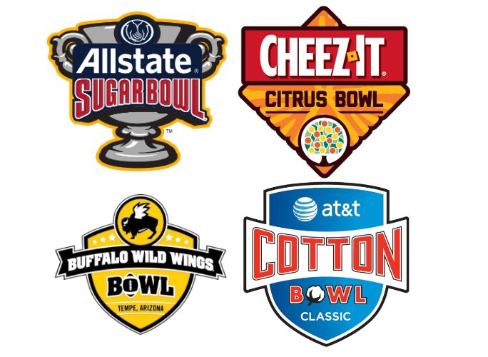 Companies such as AllState, Cheez-It, Buffalo Wild Wings, and AT&T sponsor different bowl games held around the country to promote their brand.
