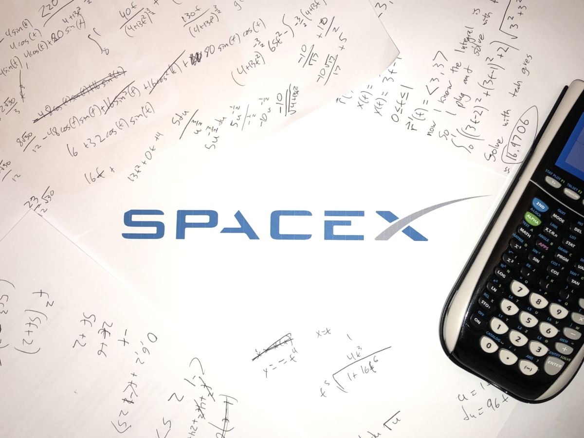 The logo of SpaceX, the largest private space exploration company in the world.