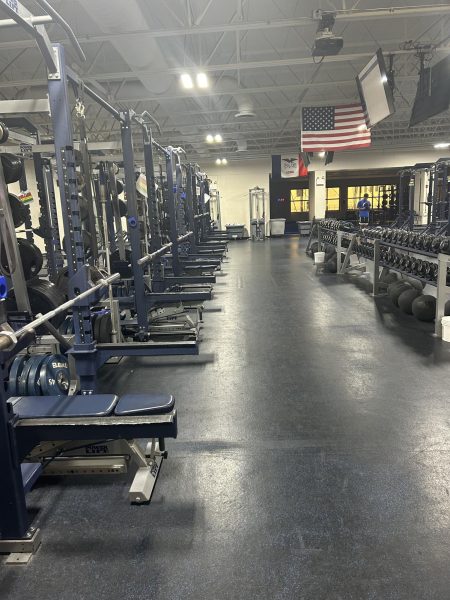The Pleasant Valley weight room before period six beginner weight lifting.