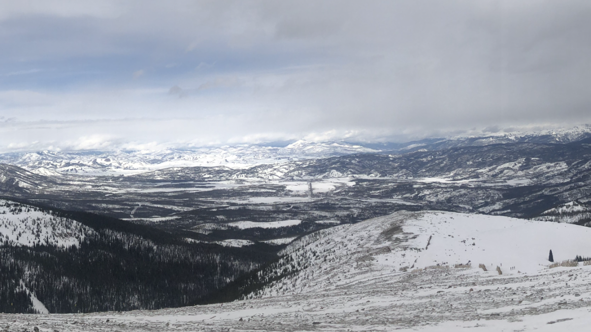 A view of the town of Winter Park from the highest summit of the Winter Park Resort at 12,060 feet above sea level.