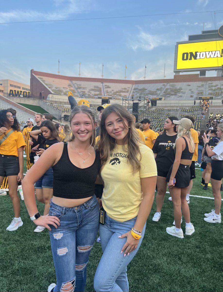 University of Iowa Freshman Quinn Russell attending sporting event with her roommate.
Photo credit: Quinn Russell