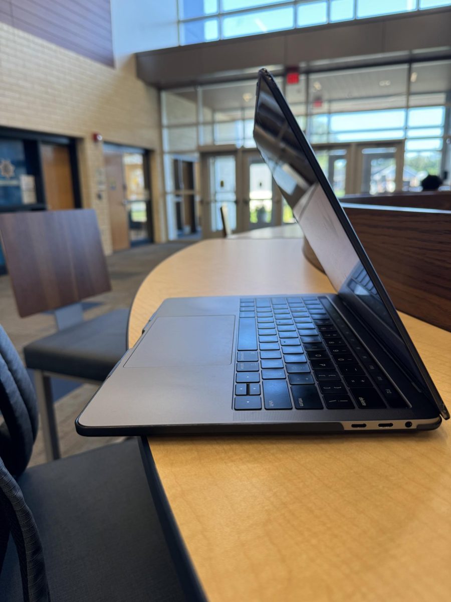 The laptop of a student at Pleasant Valley High School.

