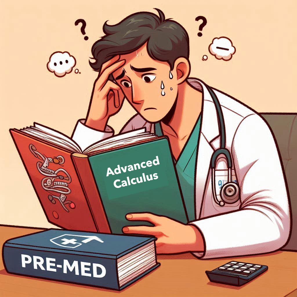 A pre-med student stressing about his upcoming advanced calculus test.