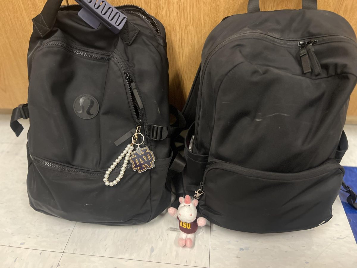 Two seniors backpacks who display their future university’s logo. Colleges that are known for having a large party atmosphere are looked down upon compared to prestigious institutions.