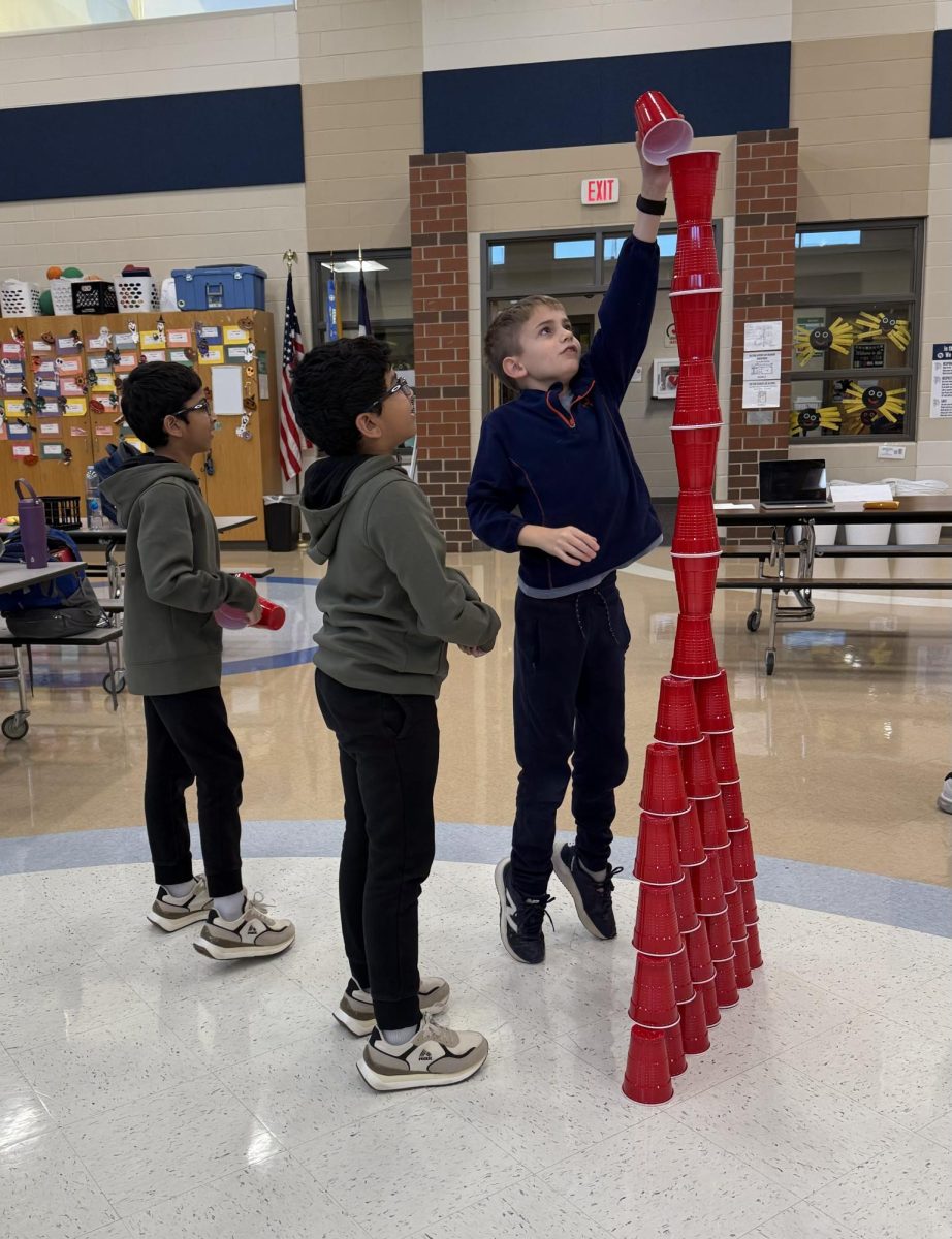 Students get to engage in a variety of different activities at each STEM Night, including building towers out of cups. The tallest tower was over 8 feet tall!