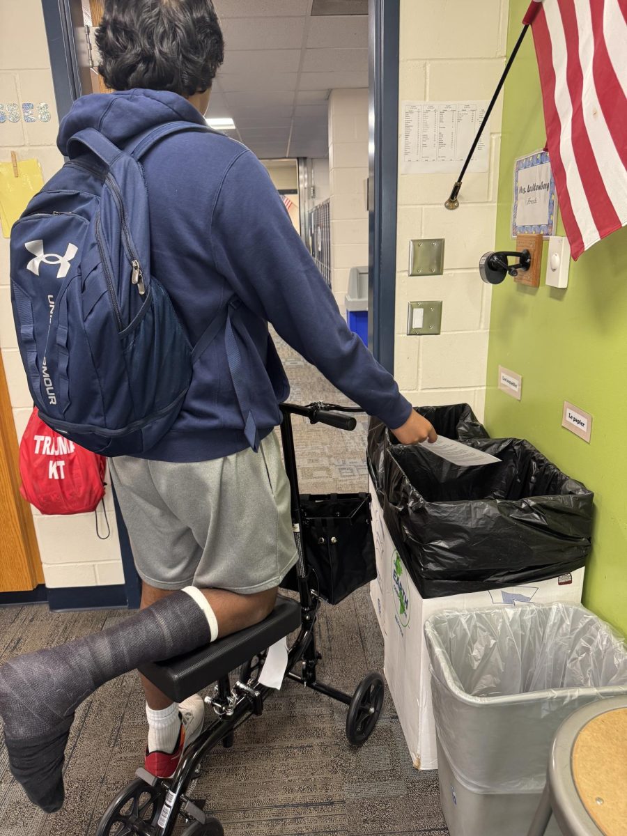 Recycling bins found throughout the school encourage students to recycle
