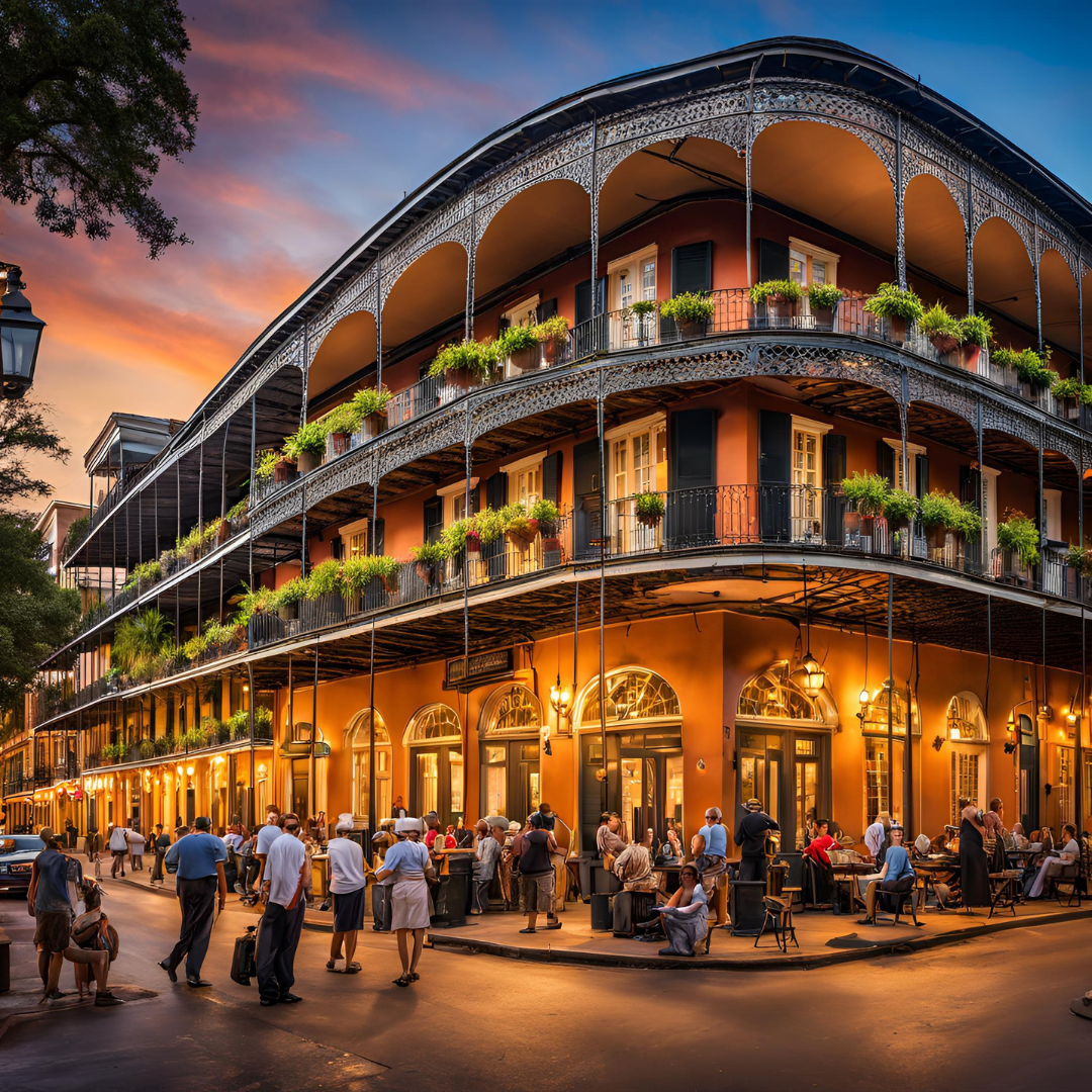 The French Quarter, located in the heart of New Orleans, is a popular destination known for its lively atmosphere and historic charm.

