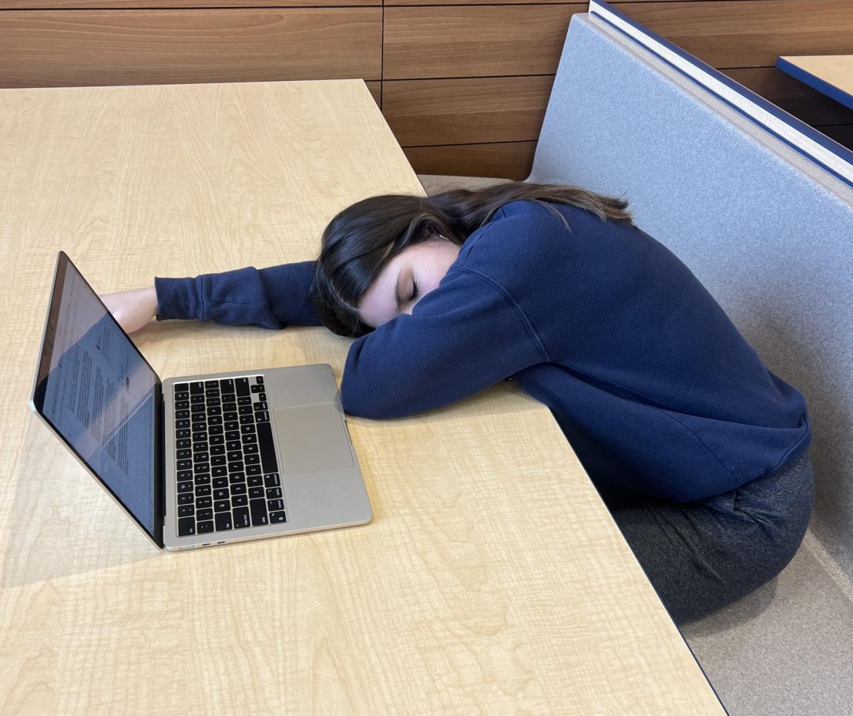 Student Erin O'Brien falls asleep while working on an assignment due to a lack of sleep. Daylight savings time worsens student mental health and decreases the quality/quantity of one's sleep.
