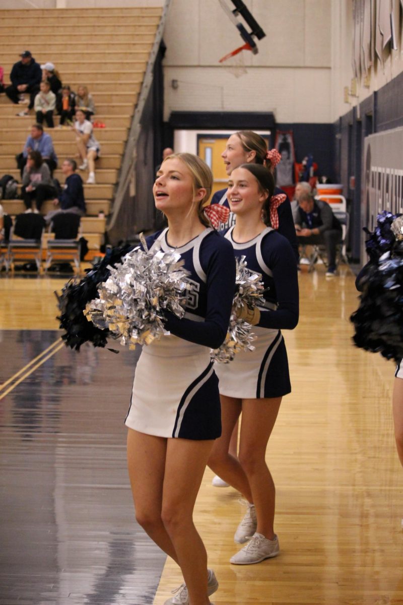 Savannah Kirkpatrick cheers on the Spartans as they finish the game, Dec. 3, 2024.