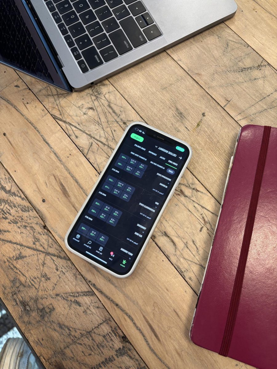 Sports betting app Draft Kings is open to the NCAA college basketball betting options page.