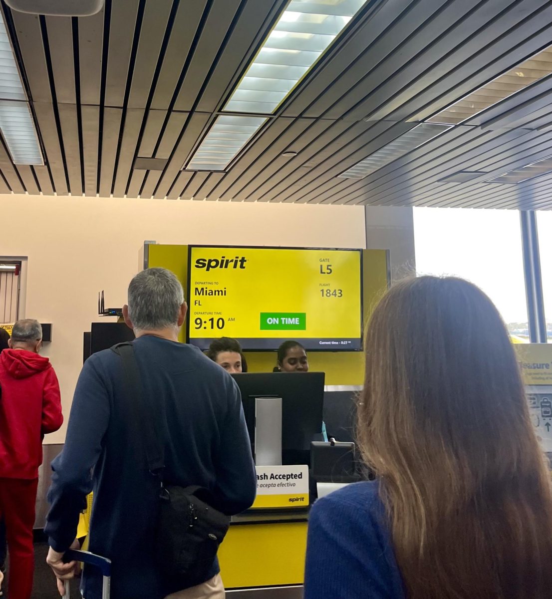 Passengers waiting to board a Spirit flight with destination to Miami at Chicago O’Hare airport.