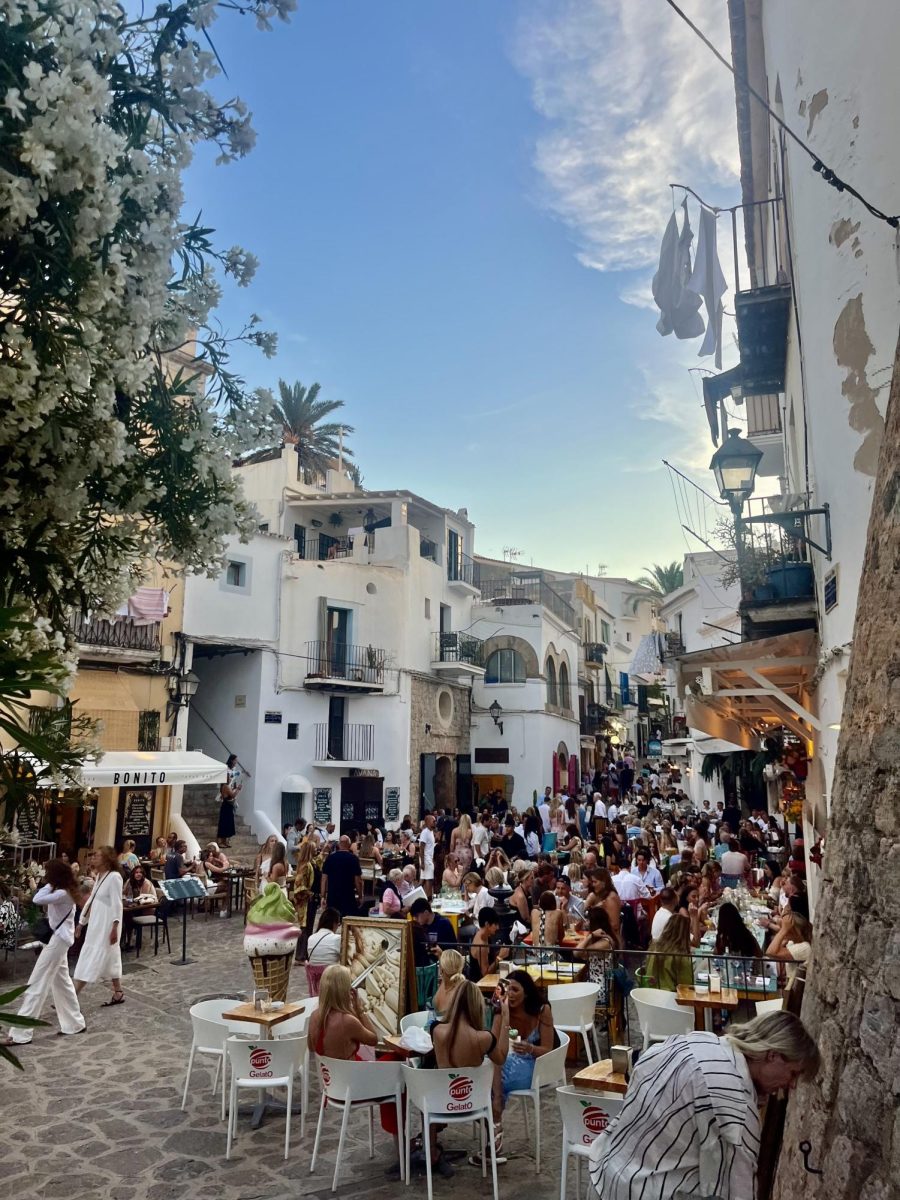 A busy summer afternoon in Ibiza’s old town, Dalt Vila.